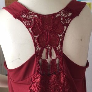 Lace back tank top.  Size M